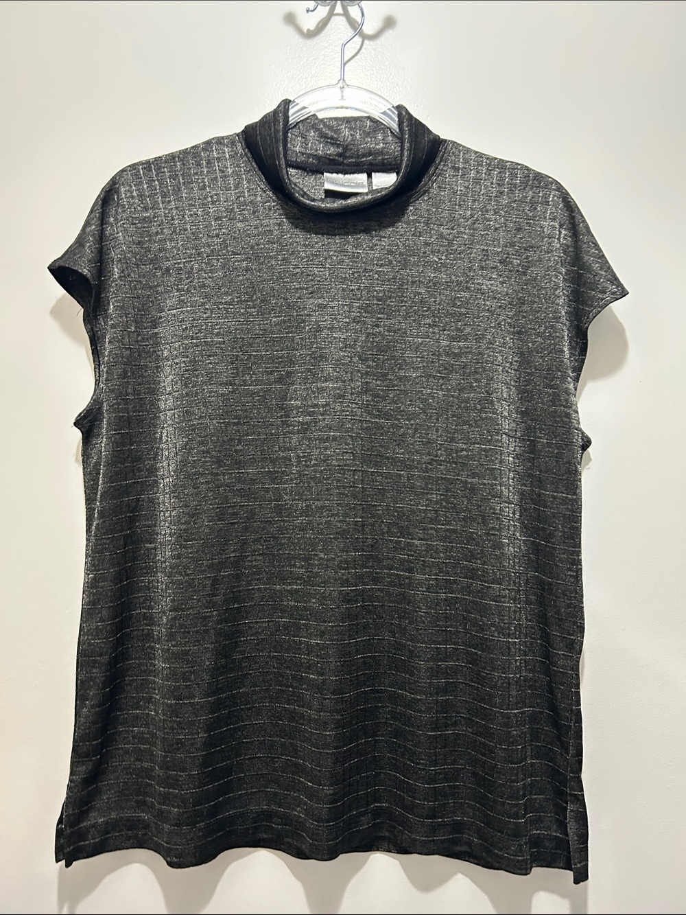 Chico’s Dark Gray Textured Sleeveless Top Acetate Blend Classic Minimalist XL - Picture 1 of 4